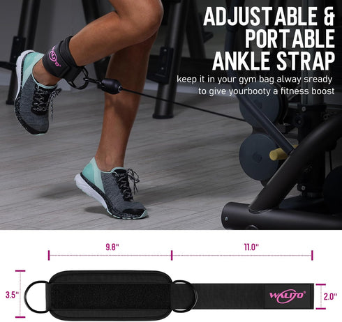 WALITO Gym Ankle Straps for Working Out - Glute Ankle Cuff Kickback Strap, Gym Cable Machine Accessories for Women Glute Leg Extensions, Hip Abduc...
