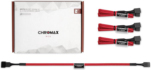 Noctua NA-SEC1 chromax.red, 3-Pin/4-Pin Extension Cables (30cm, Red)...