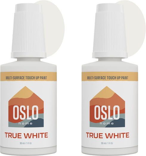 Touch Up Paint, True White, two 1oz., Satin, w/brush in bottle, Quick drying, for Home repairs, Kitchen Cabinets, Walls...