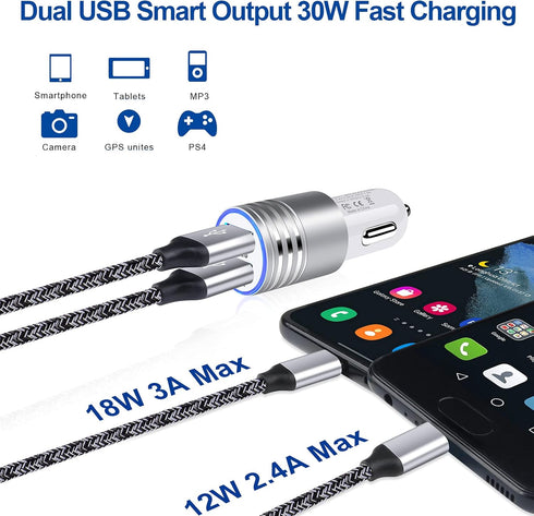 QC 3.0 Fast Wall Charger Cube Car Charger Charger Cable Cord 6FT Fast Charging for Samsung Galaxy A25/A15/A14/A13/A53/A05S/A03S/A23/A33/A54/A53/S2...