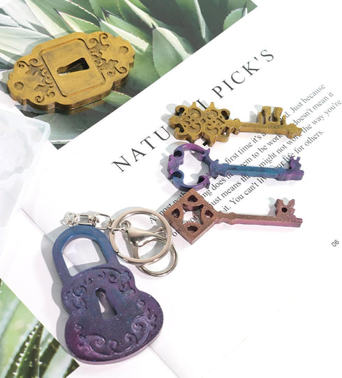Lock Key Resin Silicone Molds Casting Molds Jewelry Making Tools for DIY Craft Keychain Necklace Earrings Pendant Projects...