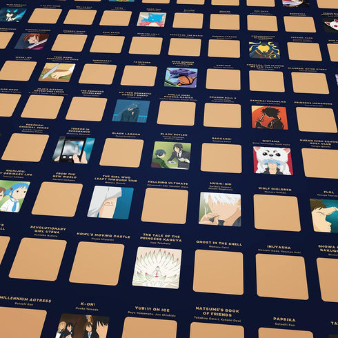 Enno Vatti Scratch Off Poster - Top 100 Animes of All Time - Unique Bucket List and Cool Stuff Featuring Series and Films - Wall Art and Thoughtfu...