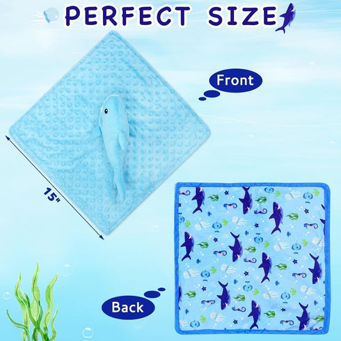 Baby Shark Blanket Security Soft Lovey Plush Sleeping Snuggle Gifts Boy Blue Minky Dot Stuffed Ocean Animal Newborn Nursery Kids Toddler First Bir...