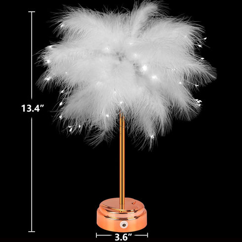 White Feather Lamp - LED Atmosphere Feather Night Lights Bedside Lamps for Mother, Girlfriend Home Girl Room Wedding Decoration...