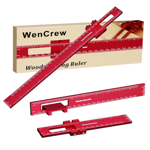Woodworking Ruler 3Pcs 6/8/12 Inch Slide Rule Precision Ruler Woodworking Tools Adjustable Metal Aluminum Marking Gauge Pocket Ruler Scribing Meas...