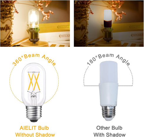 40 Watt Equivalent LED Bulb, E26 Base, Energy Efficient 4W, Soft Warm White 3000K Dimmable 400lm Tubular T14 T45 Edison LED Light Bulbs for Pendan...