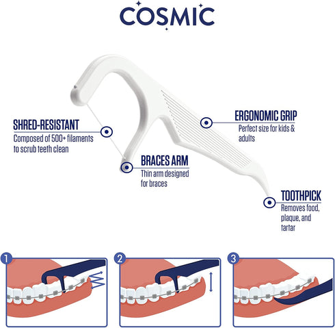 Orthodontic Flossers for Braces | Floss Picks with Shred-Resistant Unwaxed Dental Floss in Dental Hygiene Kit for Kids and Adults (Set of 4 x 35 p...