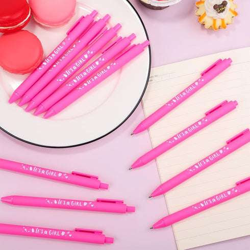 60 Pieces Baby Shower Pens It's a Girl 1.0 mm Ballpoint Pen with Black Ink Retractable Writing Pens for Guests Friends Baby Shower Gender Reveal P...