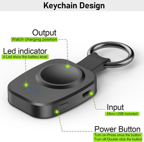 Portable Wireless Charger for Apple Watch, Compact Magnetic iWatch Charger 1200mAh Power Bank Keychain Style, Apple Watch Accessories Compatible f...