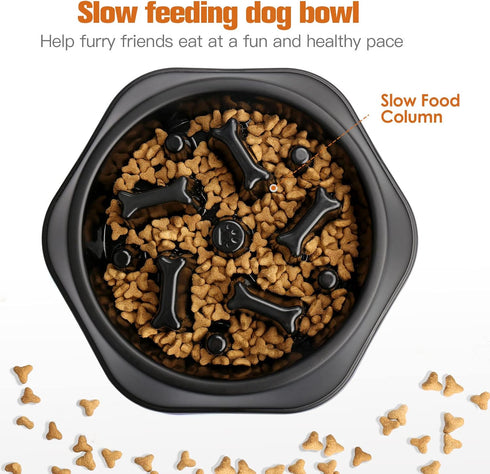 UPSKY Slow Feeder Dog Bowl Anti-Chocking Slower Feeding Dog Puzzle Bowl, Interactive Bloat Stop Dog Food Bowl Dishes Non-Slide Dog Lick Treat Bowl...