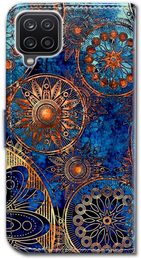 Case for Galaxy A12, Gorgeous Colours Circle Mandala Leather Flip Phone Case Wallet Cover with Card Slot Holder Kickstand for Samsung Galaxy A12 2...