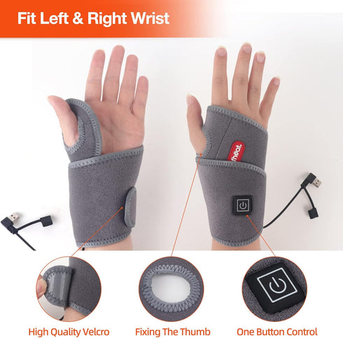 Wrist Heating Pad Wrap for Pain Relief, Heated Wrist Brace Heat Therapy for Carpal Tunnel Relief, Sprains, Swelling, De Quervain's Tenosynovitis, ...
