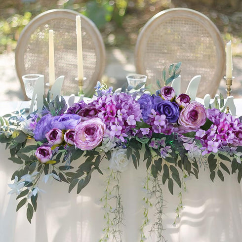 Felice Arts 12" Purple Hydrangea Silk Flowers Bouquet, Peonies Artificial Flowers for Wedding Bridal Bouquets Home Table Centerpieces Baby Shower ...