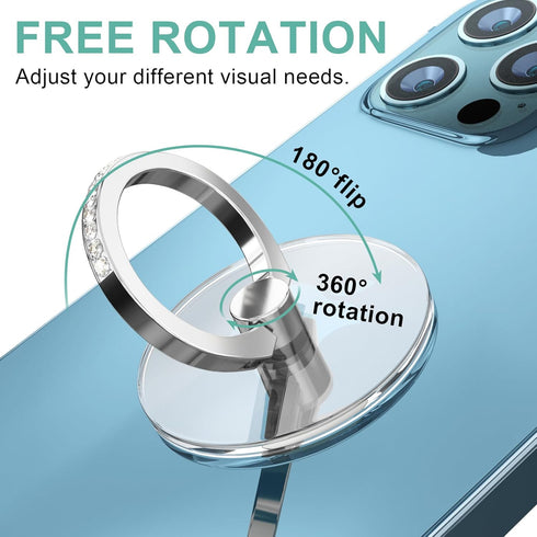 Transparent Cell Phone Ring Holder Grip, Clear Phone Ring Stand Holder, 360° Degree Rotation Phone Ring Finger Grip Back Kickstand, Compatible Tab...