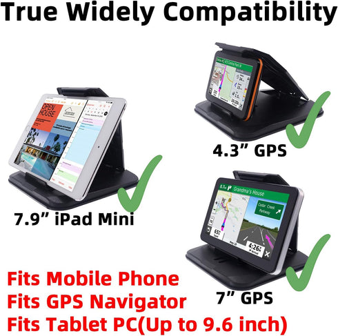 Dashboard GPS Mount, Fits 4.3"-9.6" Screens, Universal Compatible with All Smartphones and Tablets, Easy to Mount and Clean, Ideal for Navigation ...