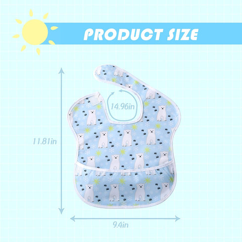 Little Dimsum 3 pack Baby Waterproof Bib Easy to Clean Feeding Weaning Bibs Adjustable Closed for Babies Toddlers with Large Pocket 6-36Months(Pen...