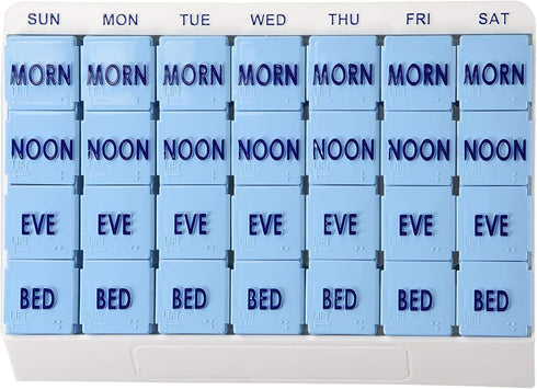 Apex Large 7 Day Weekly Pill Organizer - Weekly Pill Organizer, 4 Times a Day, Easy-Open, Organize Medication or Vitamins...