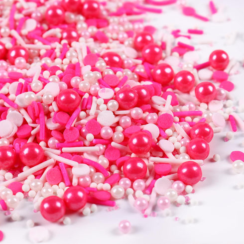 Edible Pink Sprinkles for Cake Decorating, Pink Confetti Sprinkles, Pink Jimmy Sprinkle Mix, Perfect for Baking, Cake, Cupcakes, Macaron, Ice Crea...