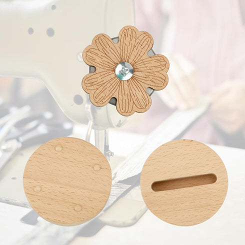 Daisy Thread Cutter, Tabletop Blade Saver Yarn Cutter with Anti-Slip Stand Wooden Rotary Thread Cutting Tool Sewing Seam Supplies Quilting Notions...