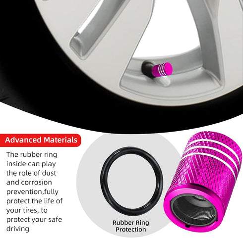 8 PCS Tire Valve Stem Cap Cover, Dustproof Valve Cover with Rubber Ring, Corrosion Resistant Leak-Proof Aluminum Alloy Wheel Valve Covers for Car,...