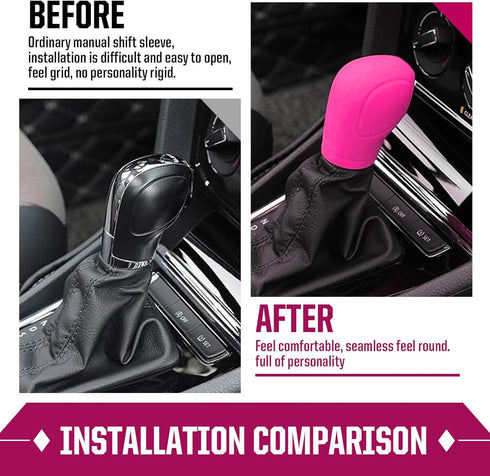 2 PCS Car Gear Shift Head Cover, Comfortable Handle Handbrake Shifter Cover, Anti-Slip Auto Knob Gear Stick Protector, Replacement Decorative Acce...