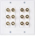 Cable Matters Double Gang Speaker Wire Wall Plate, Gold Plated Speaker Wall Plate with Banana Plug Binding Post for 6 Speakers, White...