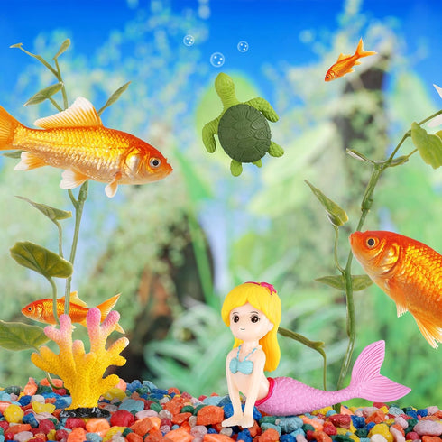 Jetec Aquarium Fish Tank Mermaid Ornament Miniature Mermaid Figurines with Simulated Seaweed for DIY Craft Aquarium Fish Tank Desk Accessories Dec...