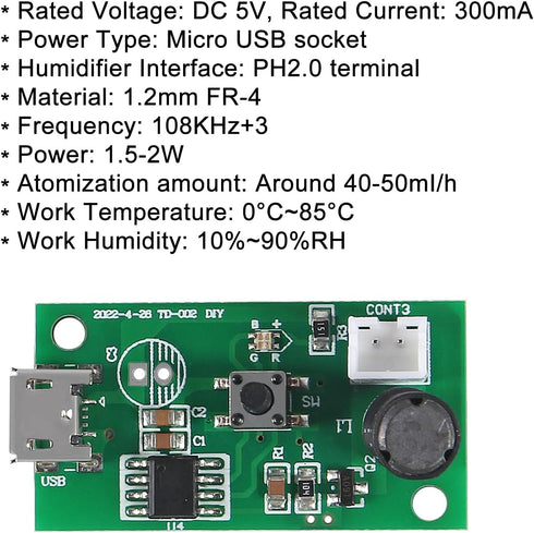 4Pcs USB Humidifier Module USB Spray Module Circuit Board Atomization Module 5V Atomization Plate Circuit Board Atomization Module Atomizer DIY In...