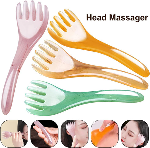 3PCS Head Massager Comb, Scalp Back Muscle Relaxation Gua Sha Massage Tool, Head Scracher SPA Yellow, Manual Scalp Massagers...