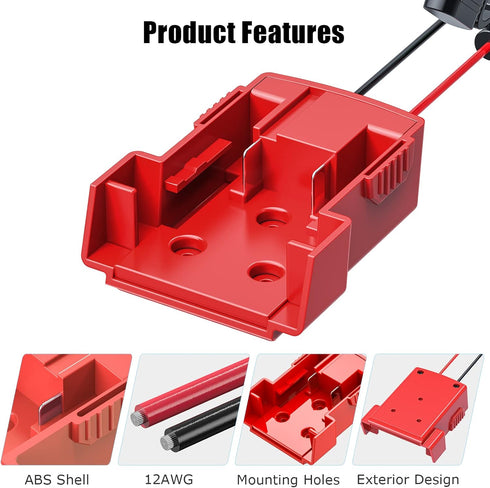 2-Pack Power Wheels Adapter for Milwaukee, M18 Power Wheels Battery Conversion Kit 12AWG Wire with Fuse Holder and 6PCS 30Amp Fuses for 18V Batter...