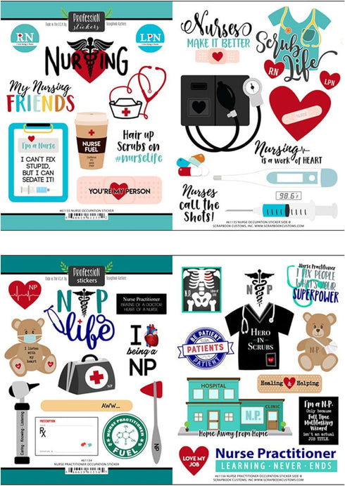 Medical Stickers for Scrapbooking - Scrapbook Stickers Medical Themed Nursing Inspired Design - Scrapbooking Stickers Medical Healthcare Set for N...