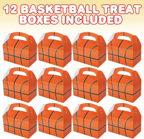 ArtCreativity Basketball Party Favors Goodie Gift Bags for Candy, Cookies, and Sports Themed Party Favor Boxes, Pack of 12 Cute Team Cardboard Box...