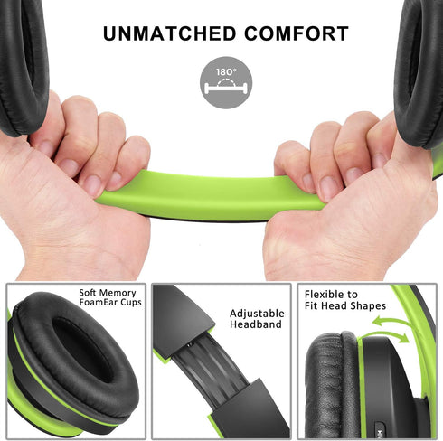 ZIHNIC Bluetooth Headphones Over-Ear, Foldable Wireless and Wired Stereo Headset Micro SD/TF, FM for Cell Phone,PC,Soft Earmuffs &Light Weight for...