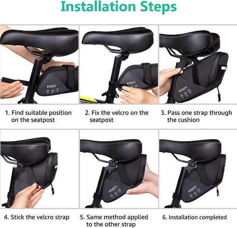 Bike Saddle Bag, Bicycle Under Seat Pouch, Cycling Wedge Pack for Mountain Road, Cycling Accessories Storage Velcro Pack Waterproof Durable Pouch ...