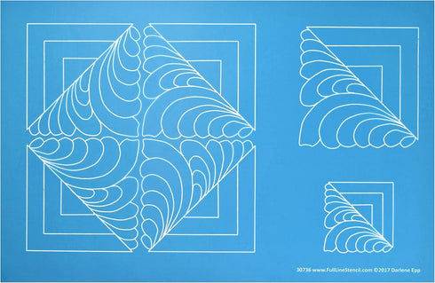 Log Cabin Feather/Square Block Motif - Edge to Edge Stencil, Continuous Line Template for Free Motion Quilting, Domestic Machine, Hand or Long-Arm...