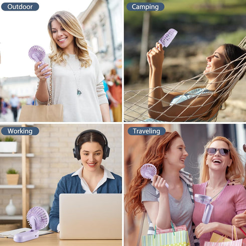 Handheld Mini Fan, Handheld/Neck/Desk 3 in 1 Small Portable Fan USB Rechargeable, 3000mAh Battery Operated Fan with LED Display, 180° Foldable Fan...