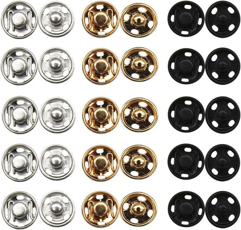 180 Sets Sew-On Snap button - 8mm & 10mm Sewing Snaps,Baby Snaps for Clothing,Shirt,Doll,Diapers,DIY craft...