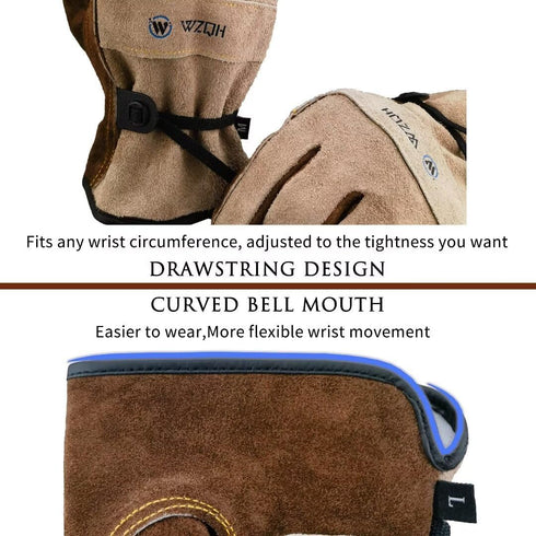 Leather Work Gloves for Men or Women. Large Glove for Gardening, Tig/Mig Welding, Construction, Chainsaw, Farm, Ranch, etc. Cowhide, Cotton Lined,...
