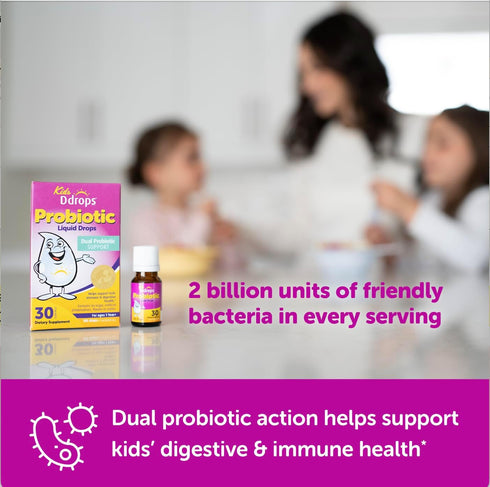 Ddrops Kids Probiotic Liquid Drops, Dual Probiotic Support, Helps Support Kids' Immune and Digestive Health, 30 servings...