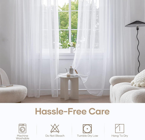 Anjee White Sheer Curtains 45 Inches Long 2 Panels Set Rod Pocket Window Treatment Sheer Voile Drapes for Kids Room Bedroom Living Room Kitchen, 5...