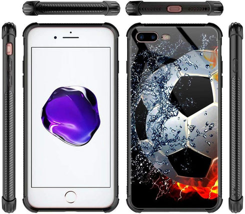 CARLOCA Compatible with iPhone 8 Plus Case,iPhone 7 Plus Cases for Men Boys,Sizzling Soccer Case Mate Pattern Design Shockproof Anti-Scratch Case ...