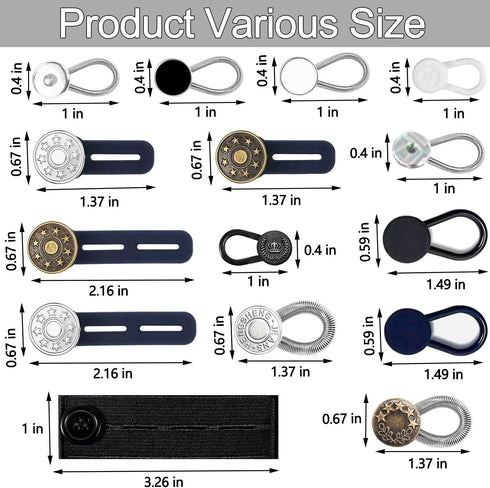 24 Pcs Extender Button Set, Flexible Adjustable Elastic Waist Extender Button, Invisible Collar Neck Extenders, No-Sew Extend Buttons for Women an...