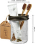 Amolliar Mason Jar Toothbrush Holder- Rustproof Stainless Steel - Holds 2 Toothbrushes and Toothpaste,with Chalkboard Labels - Farmhouse Décor Bat...