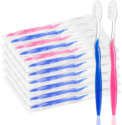 50 pcs Prepasted Disposable Toothbrushes Bulk Individually Wrapped Pre Pasted Soft Bristle Tooth Brush Set Travel Toothbrushes for Homeless Gift H...