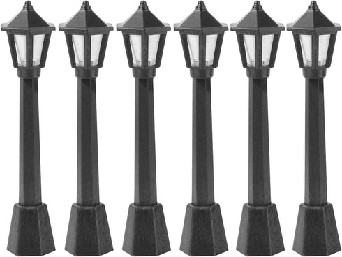 SEWACC 6pcs Mini Street Light Models Miniature Street Lamp Models Decorative Pathway Lantern Post for Miniature Doll House Micro Landscape Lamppos...