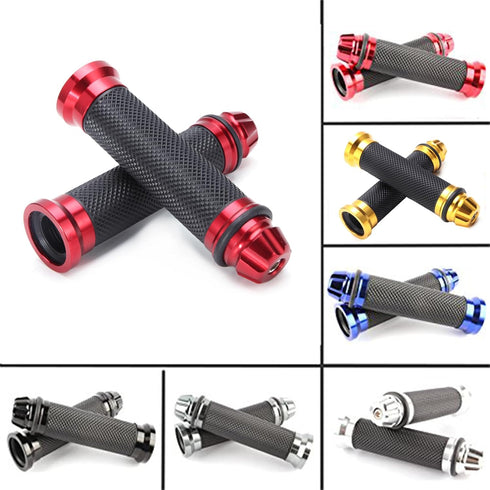 Universal 7/8" 22mm Motorcycle Handlebar Grips - Gel Rubber Compatible with Chopper, Cruiser, Street, Dirt Bike...