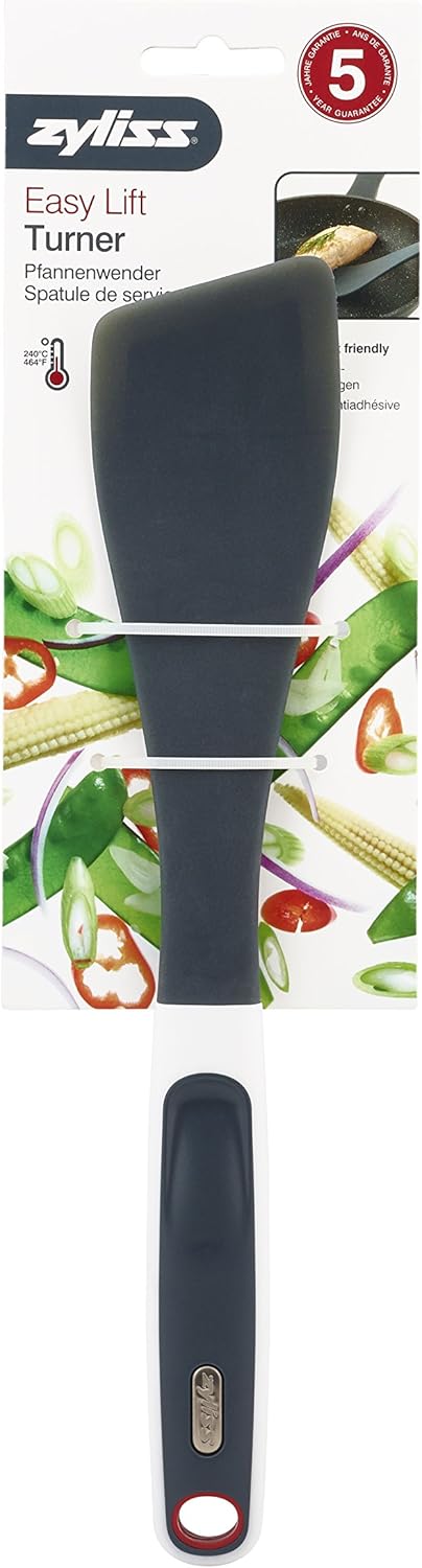 Zyliss Easy Lift Turner Silicone Spatula - Angled Head for Easy Food Turning - 11.5in Rubber Spatula for Frying Pan & Stir Fry Cooking, Dishwasher...