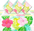 Sparkle and Bash - 3 Pack Tropical Plastic Tablecloth - 54x108 Inch Rectangle Hibiscus Floral Aloha Table Cover for Hawaiian Luau Party Supplies D...