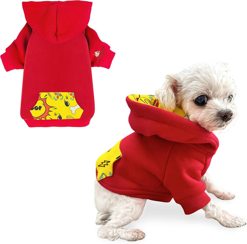 Dog Hoodie - French Bulldog Clothes, Dog Apparel & Accessories - Cotton Pet Clothes for Dogs with Pocket - Breathable and Skin-Friendly Sweatshirt...