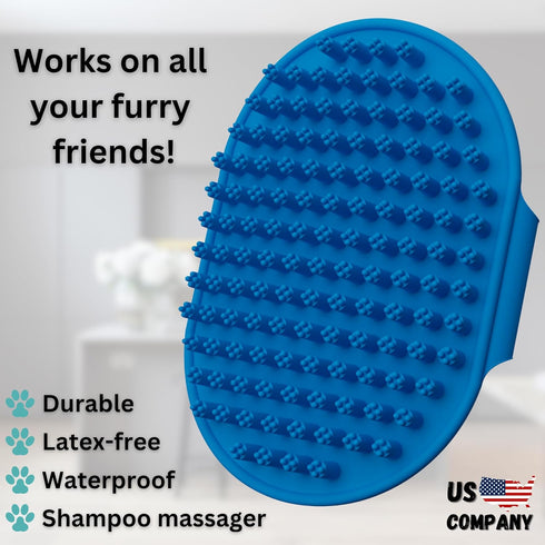 Dog Bath Brush - Silicone Grooming and Shedding Brush for Dogs & Cats, Puppy Essentials Dog Shampoo Brush, Pet Hair Removal Tool for Deep Clean & ...